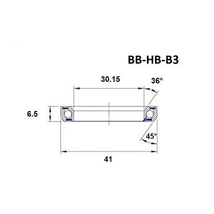Cuscinetto di Sterzo BLACK BEARING B3 1-1/8" 36/45° (30,15 x 41 x 6,5 mm)