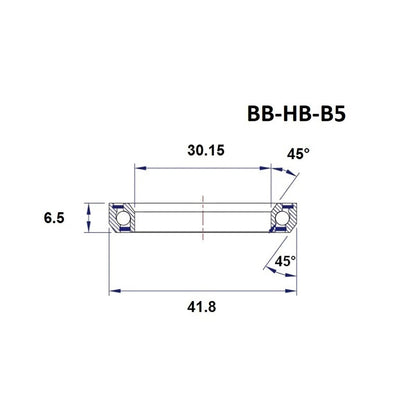 Cuscinetto di sterzo BLACK BEARING B5 1-1/8" 45/45° (30,15 x 41,8 x 6,5 mm)