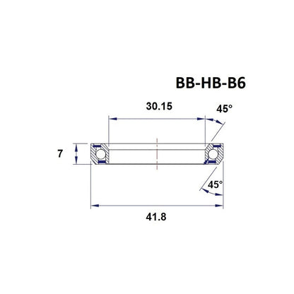 Cuscinetto Sterzo BLACK BEARING B6 1-1/8" 45/45° (30,15 x 41,8 x 7 mm)