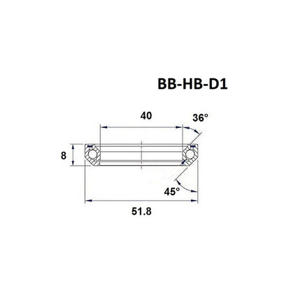 Cuscinetto Sterzo BLACK BEARING D1 1-1/2" 36/45° (40 x 51,8 x 8 mm)