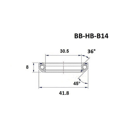 Cuscinetto di sterzo BLACK BEARING B14 1-1/8" 36/45° (30,5 x 41,8 x 8 mm)