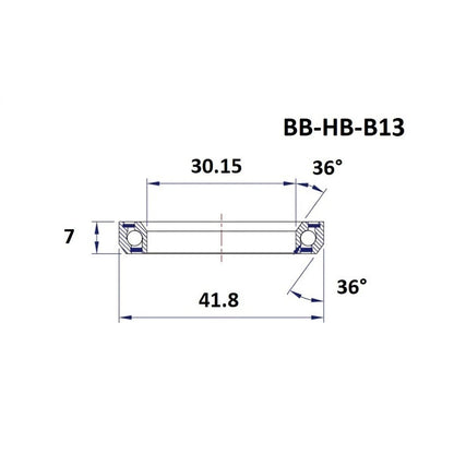 Cuscinetto Sterzo BLACK BEARING B13 1-1/8" 36/36° (30,15 x 41,8 x 7 mm)