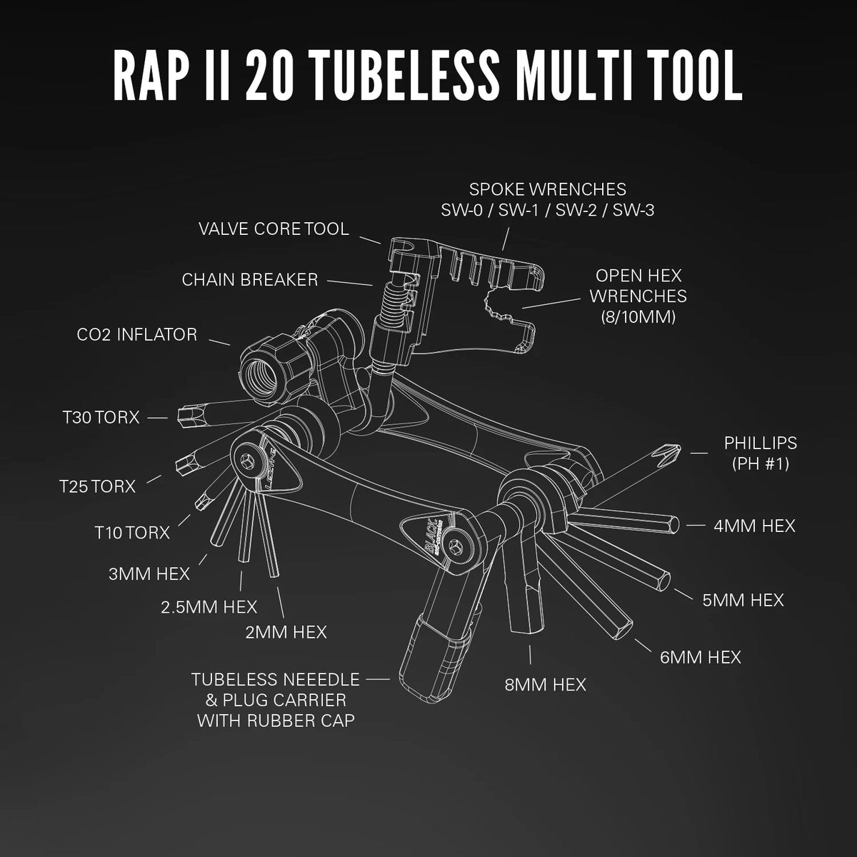 Multitool LEZYNE RAP II 20 Tubeless