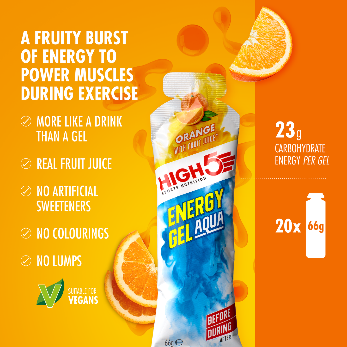 Gel energetico HIGH5 ENERGY GEL Acqua (66g) Arancione