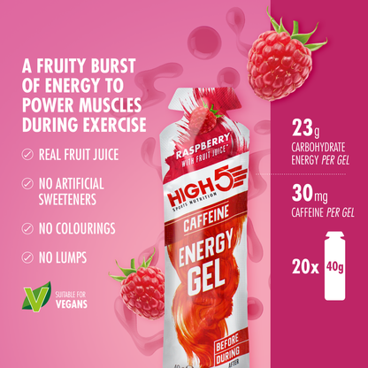 Gel Energetico HIGH5 ENERGY GEL Caffeine (40g) Lampone