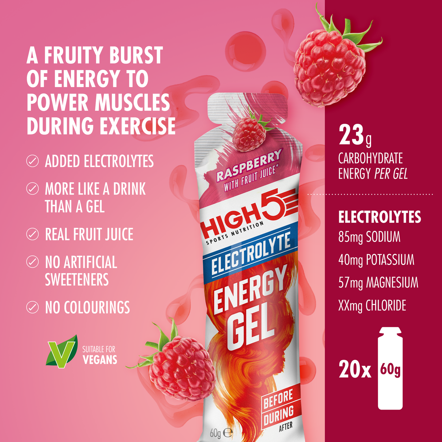 Gel energetico HIGH5 ENERGY ELECTROLYTE (60 g) Lampone