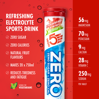 Pastiglie di Idratazione Elettroliti HIGH5 ZERO (x20) Fragola Kiwi