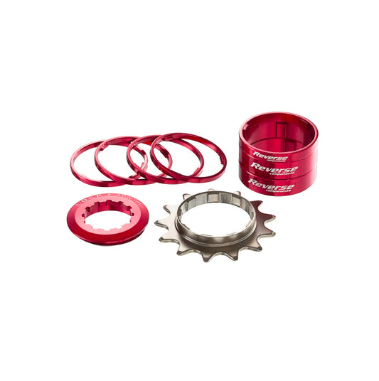 REVERSE COMPONENTS Kit velocità singola con pignone a 13 denti rosso