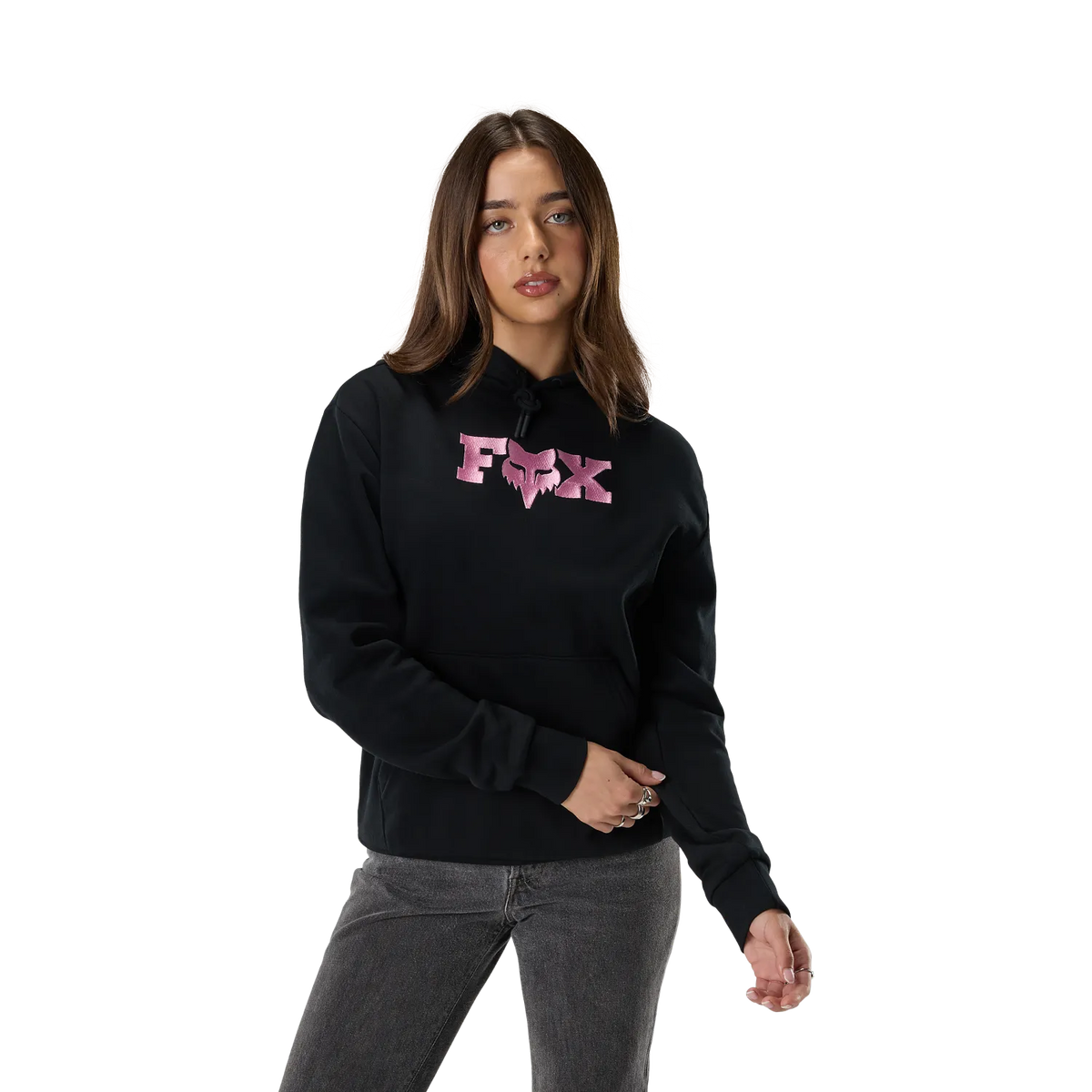 Felpa con cappuccio FOX F HEAD X FLEECE da donna nera