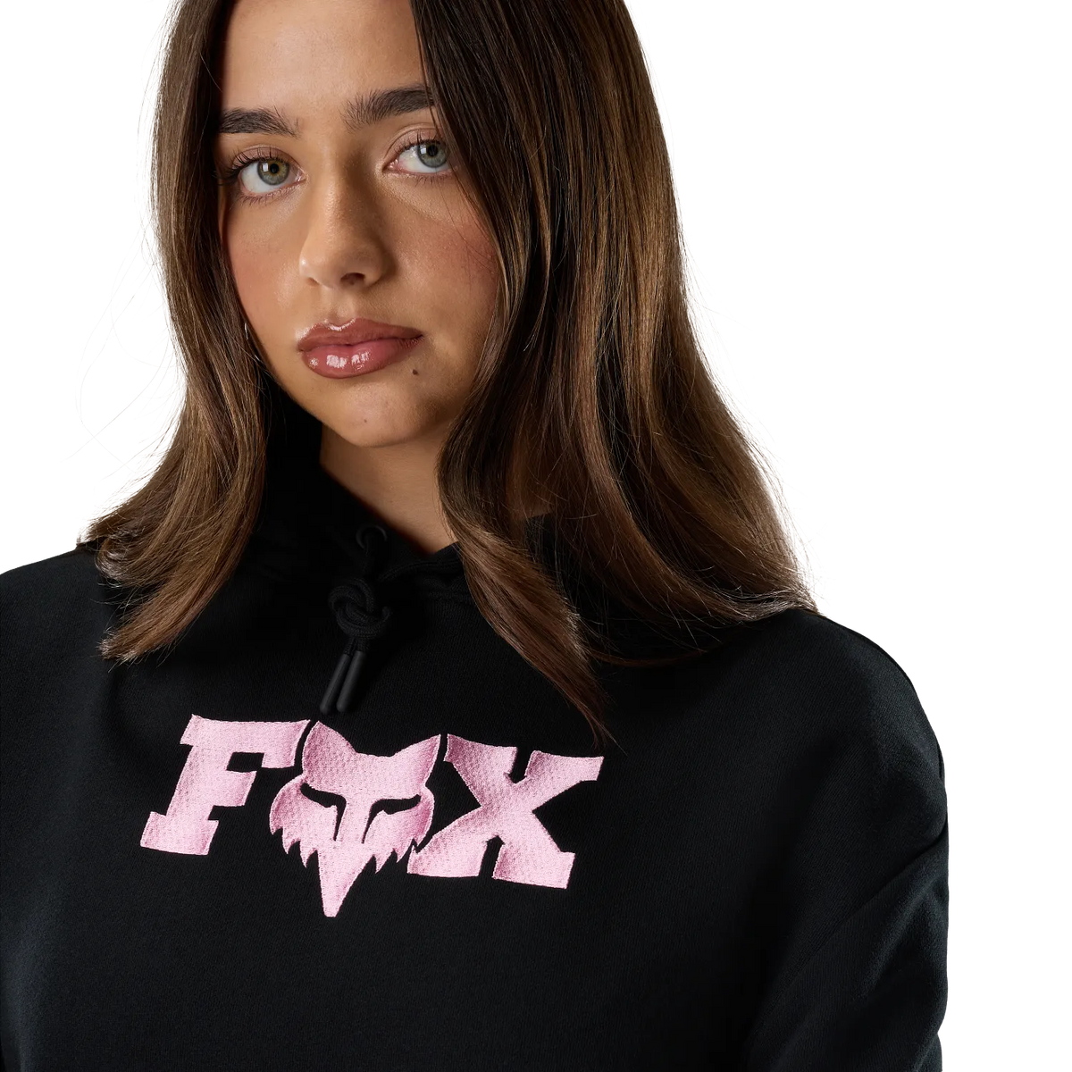 Felpa con cappuccio FOX F HEAD X FLEECE da donna nera