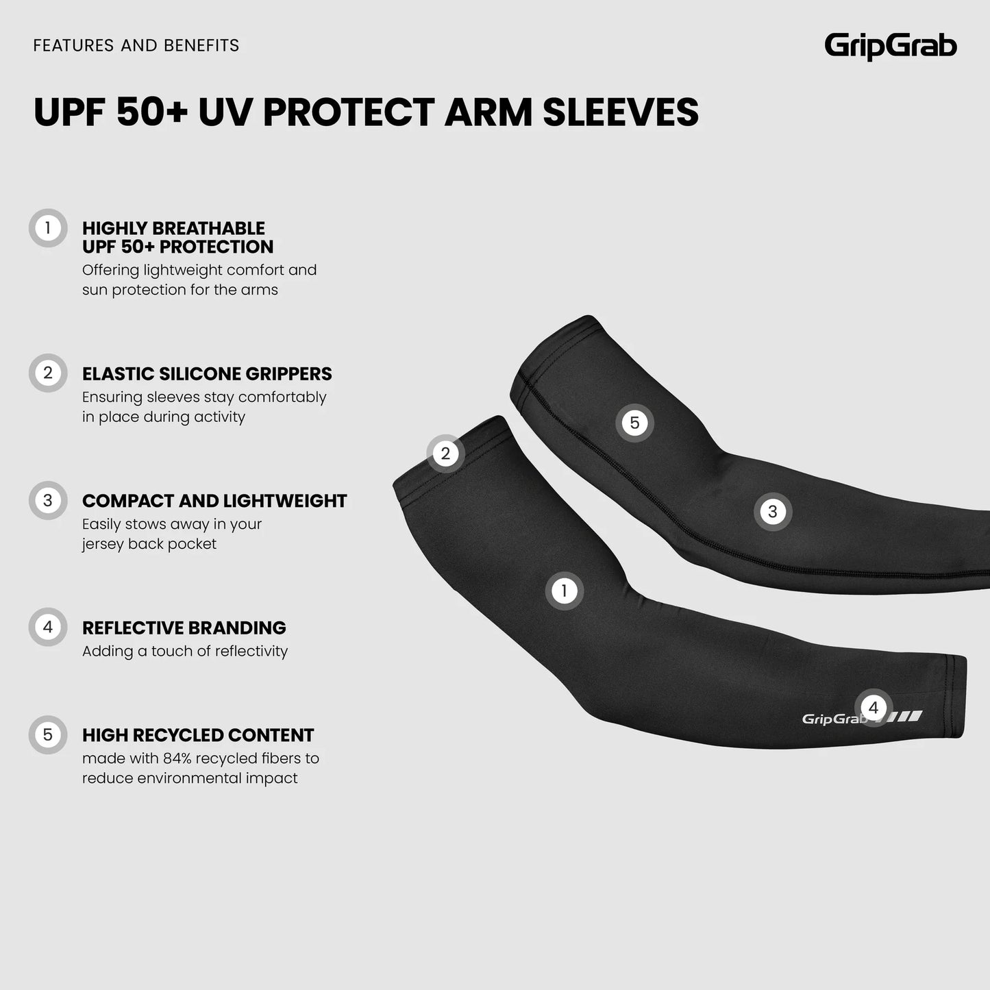 GRIPGRAB UPF 50+ UV PROTECT Maniche bianche