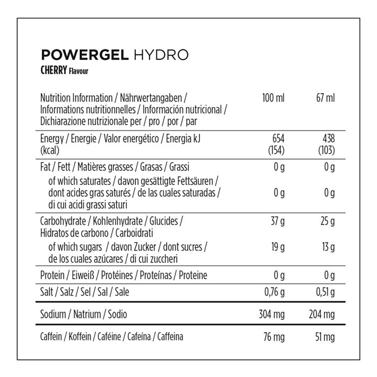 POWERBAR POWERGEL HYDRO Gel energetico (41g) Ciliegia con caffeina