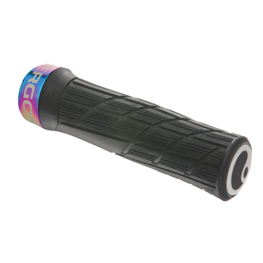 Manopole ERGON GE1 EVO Factory nero stealth ghiacciato con collarini effetto iridescente