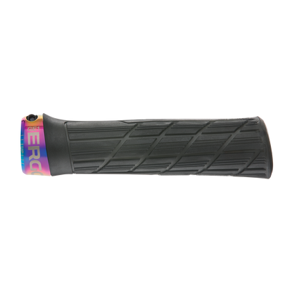 Manopole ERGON GE1 EVO Factory nero stealth ghiacciato con collarini effetto iridescente - dettaglio