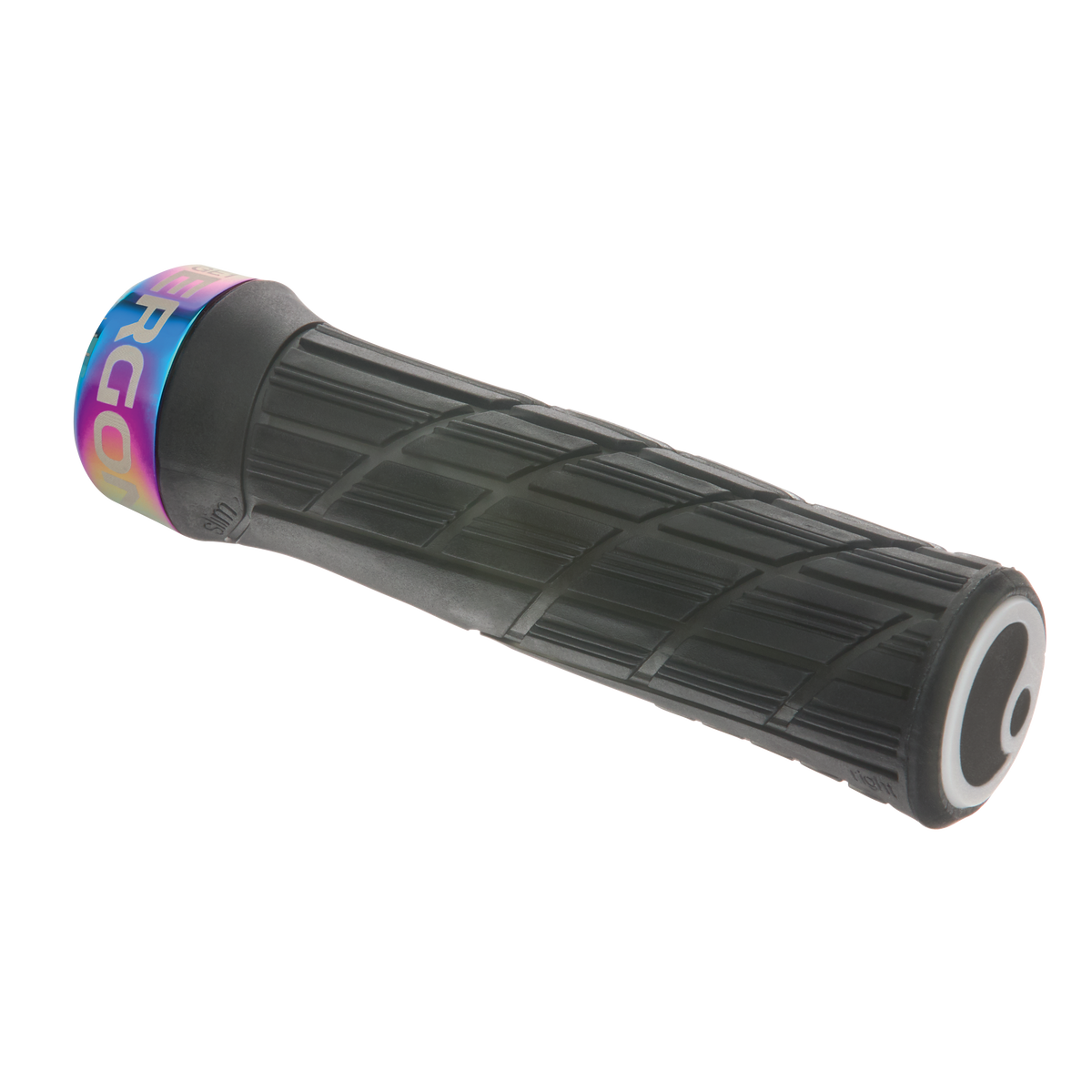 Manopole ERGON GE1 EVO Factory Slim nero stealth ghiacciato con collarini effetto iridescente