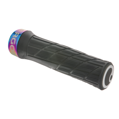Manopole ERGON GE1 EVO Factory Slim nero stealth ghiacciato con collarini effetto iridescente