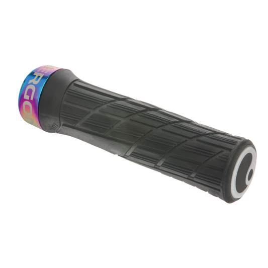 Manopole ERGON GE1 EVO Factory Slim nero stealth ghiacciato con collarini effetto iridescente