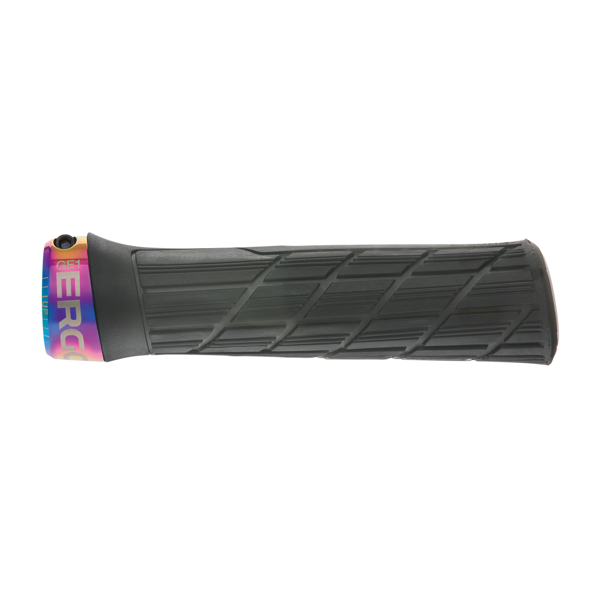 Manopole ERGON GE1 EVO Factory Slim nero stealth ghiacciato con collarini effetto iridescente - dettaglio