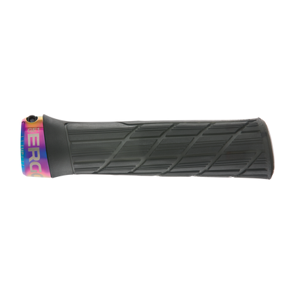 Manopole ERGON GE1 EVO Factory Slim nero stealth ghiacciato con collarini effetto iridescente - dettaglio