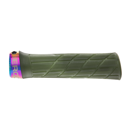 Manopole ERGON GE1 EVO Factory verde muschio ghiacciato con collarini effetto iridescente - dettaglio