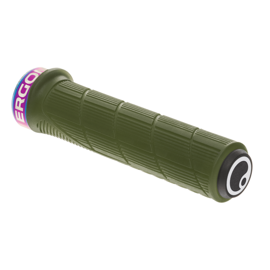Manopole ERGON GD1 EVO Factory verde muschio ghiacciato con collarini Oil Slick