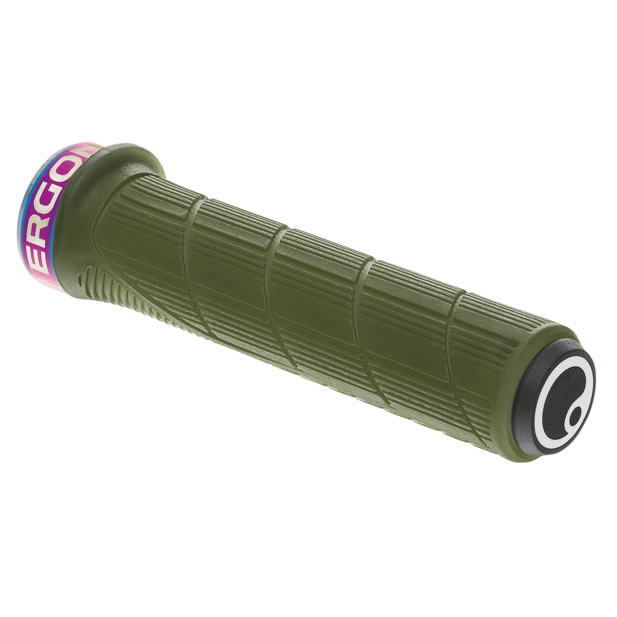 Manopole ERGON GD1 EVO Slim Factory verde muschio ghiacciato con collarini Oil Slick