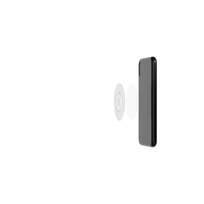 Adesivo universale FIDLOCK VACUUM per smartphone trasparente — posizionamento dell’adesivo sul telefono