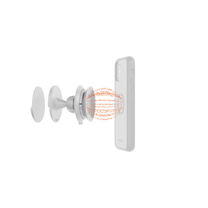 Supporto da parete FIDLOCK VACUUM bianco — illustrazione del sistema di guida magnetica