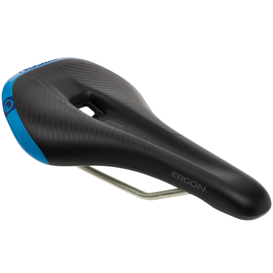Sella ERGON SM Pro Midsummer Blue S/M con binari TiNox
