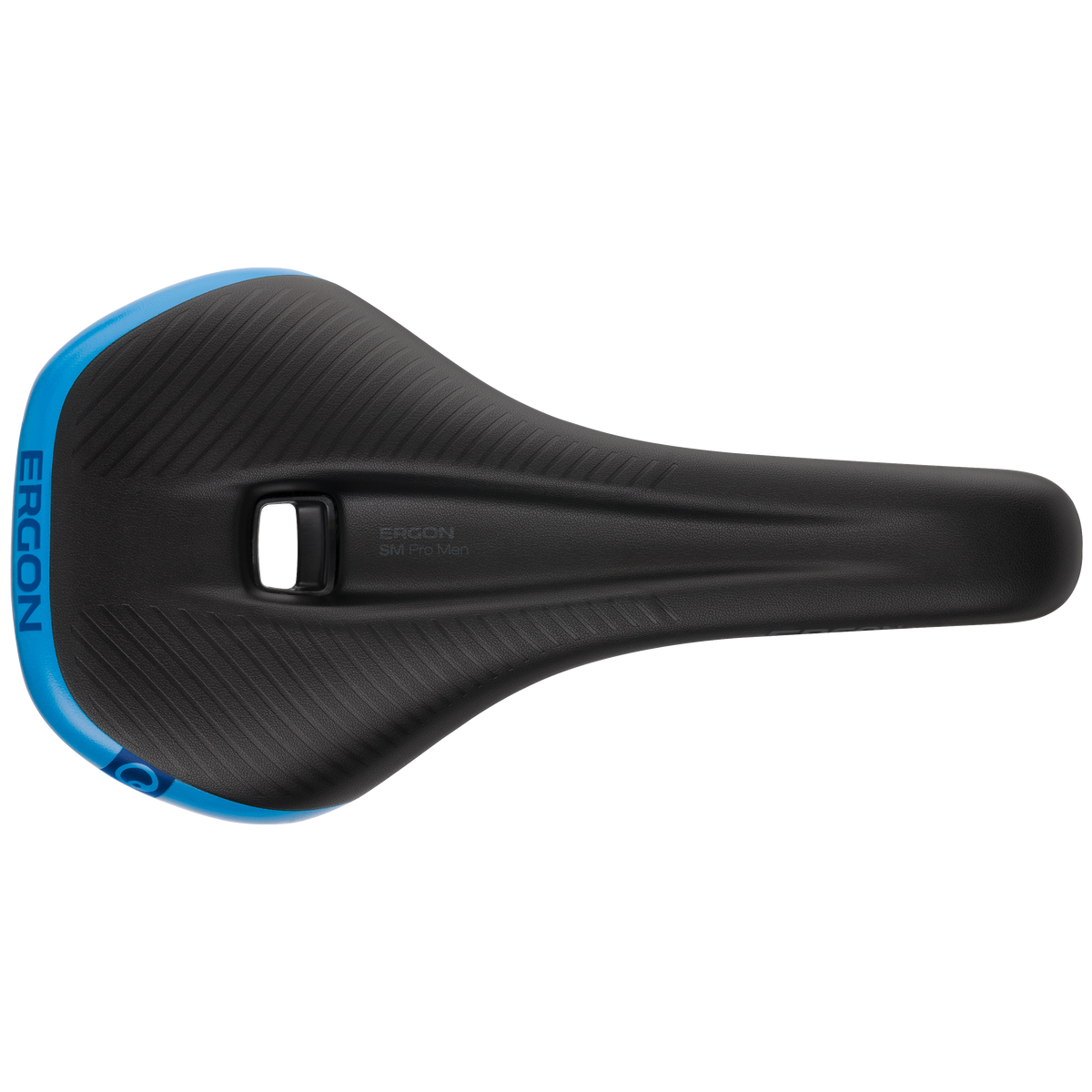 Sella ERGON SM Pro Midsummer Blue S/M con binari TiNox - dettaglio