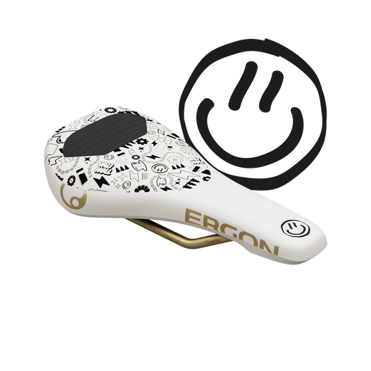 Sella ERGON SM Downhill Comp Vali Höll Edition bianca con binari CrMo