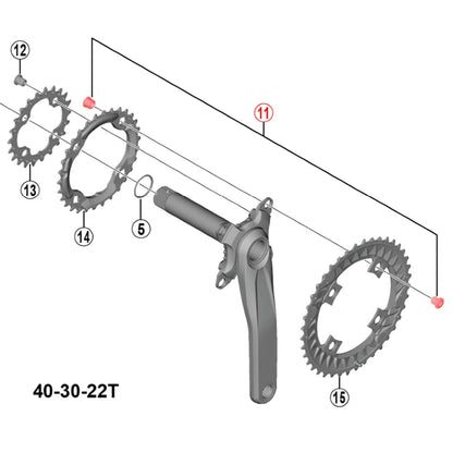 Kit 4 Viti e Dadi di Fissaggio della Corona Esterna per Guarnitura Tripla SHIMANO DEORE FC-M6000 #Y1WC98050 Nero
