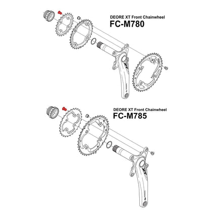Kit Viti Camino SHIMANO XT M780 / M785 Piatto Interno (x4) Argento