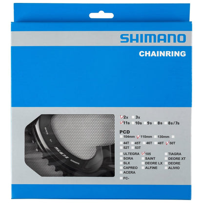 Piatto Esterno 11V SHIMANO 105 R7000 110 mm Nero