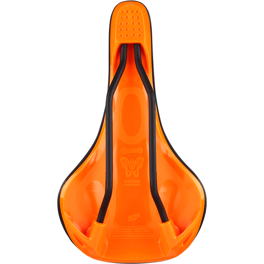 Sella SPANK SPIKE 160 in pelle arancione con binari CrMo