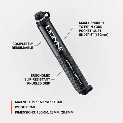 Pompa a Mano LEZYNE POCKET DRIVE HP Nera