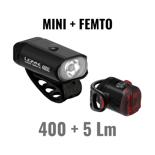 Illuminazione anteriore e posteriore LEZYNE MINI DRIVE 400XL / FEMTO USB