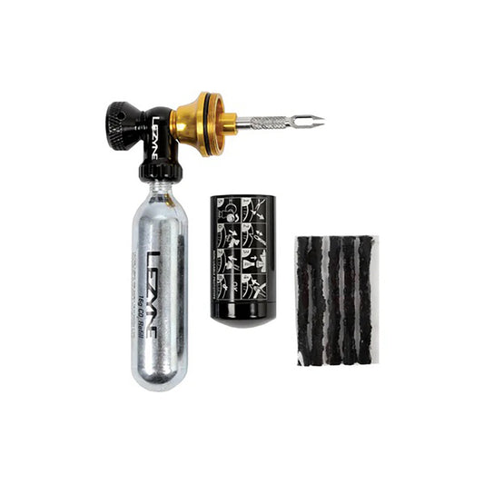 Kit di riparazione Tubeless CO2 Striker LEZYNE BLASTER + 5 punte da trapano + 2 cartucce di CO2