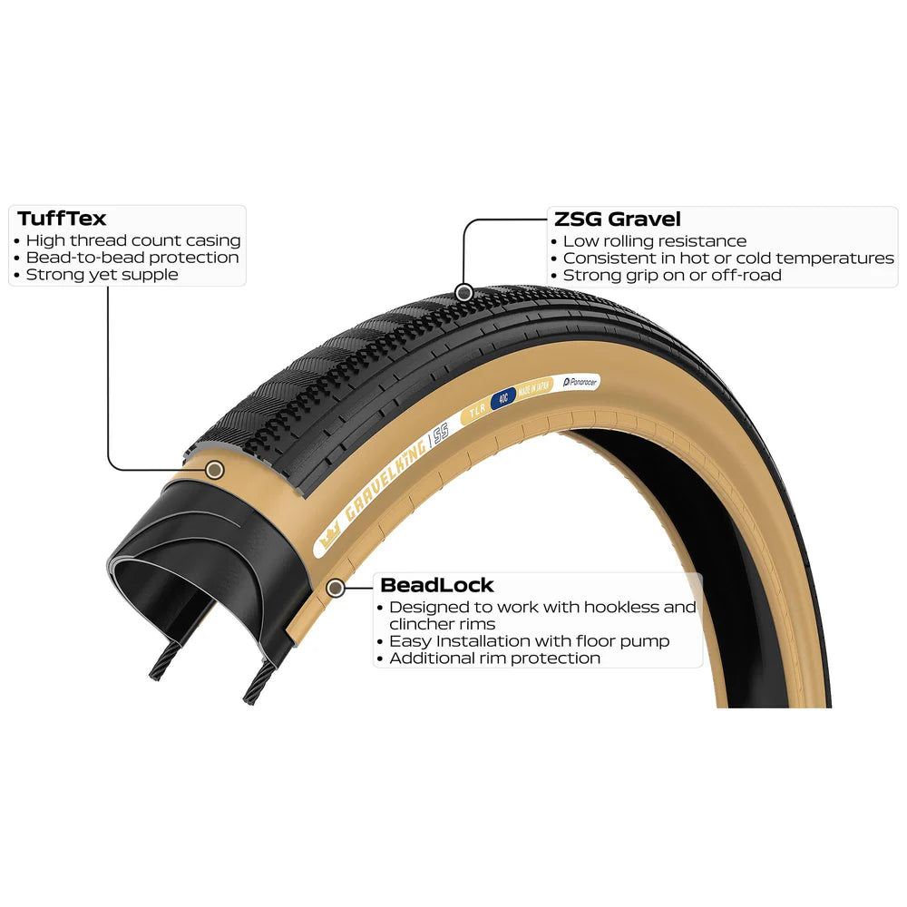 Copertone PANARACER GRAVELKING SEMISLICK TLR 700x45c Tubeless Ready Beige