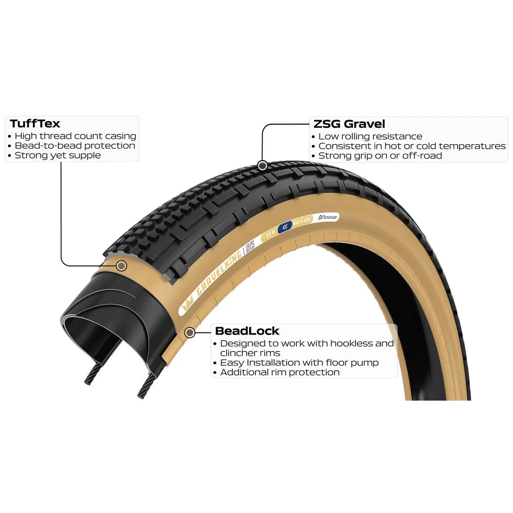 Copertone PANARACER GRAVELKING SK TLR 650x43b Tubeless Ready Beige