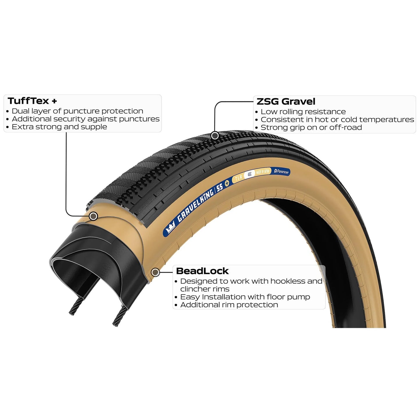 Copertone PANARACER GRAVELKING SEMISLICK+ TLR 700x35c Tubeless Ready Beige