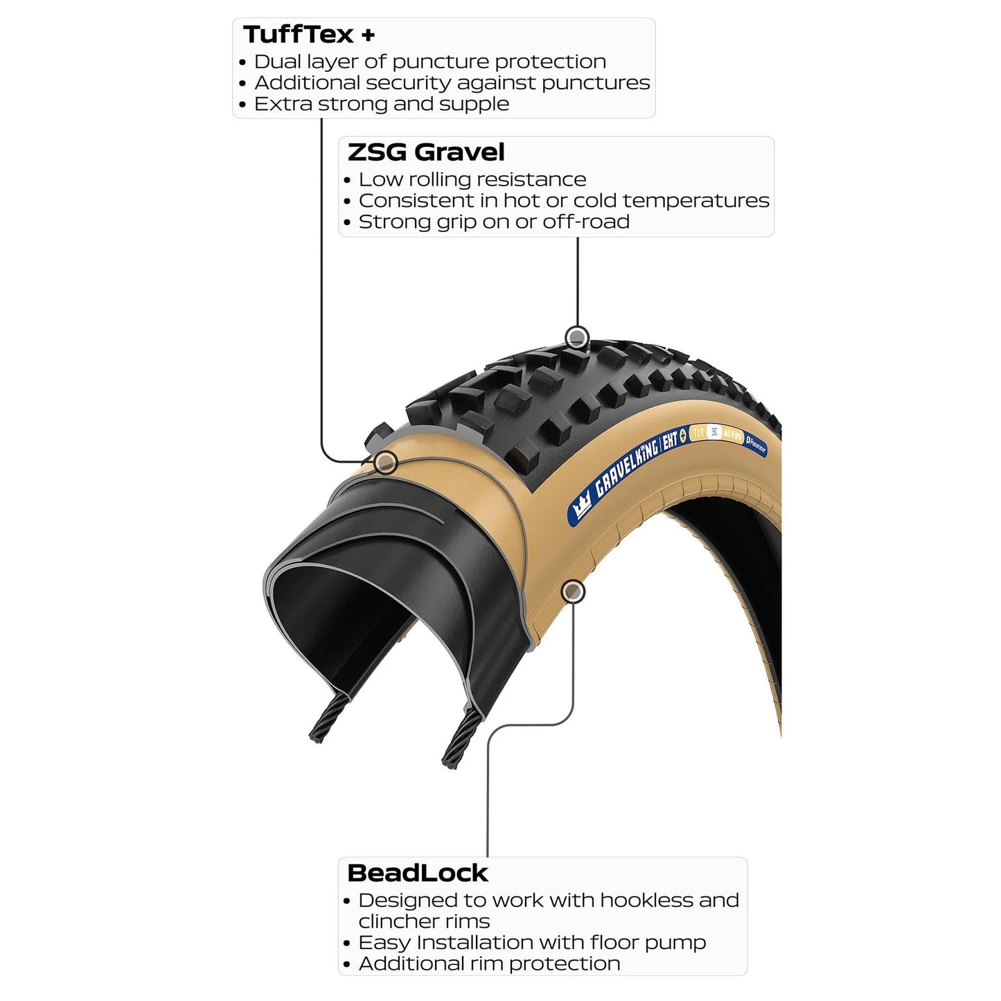 PANARACER GRAVELKING EXT+ TLR 700x38c Pneumatico tubeless ready nero