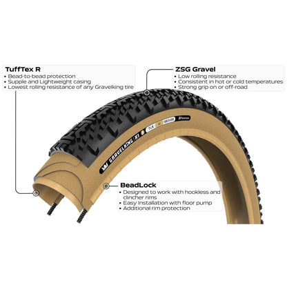 Pneumatico PANARACER GRAVELKING X1 R-LINE TLR 700x35c Tubeless Ready Beige