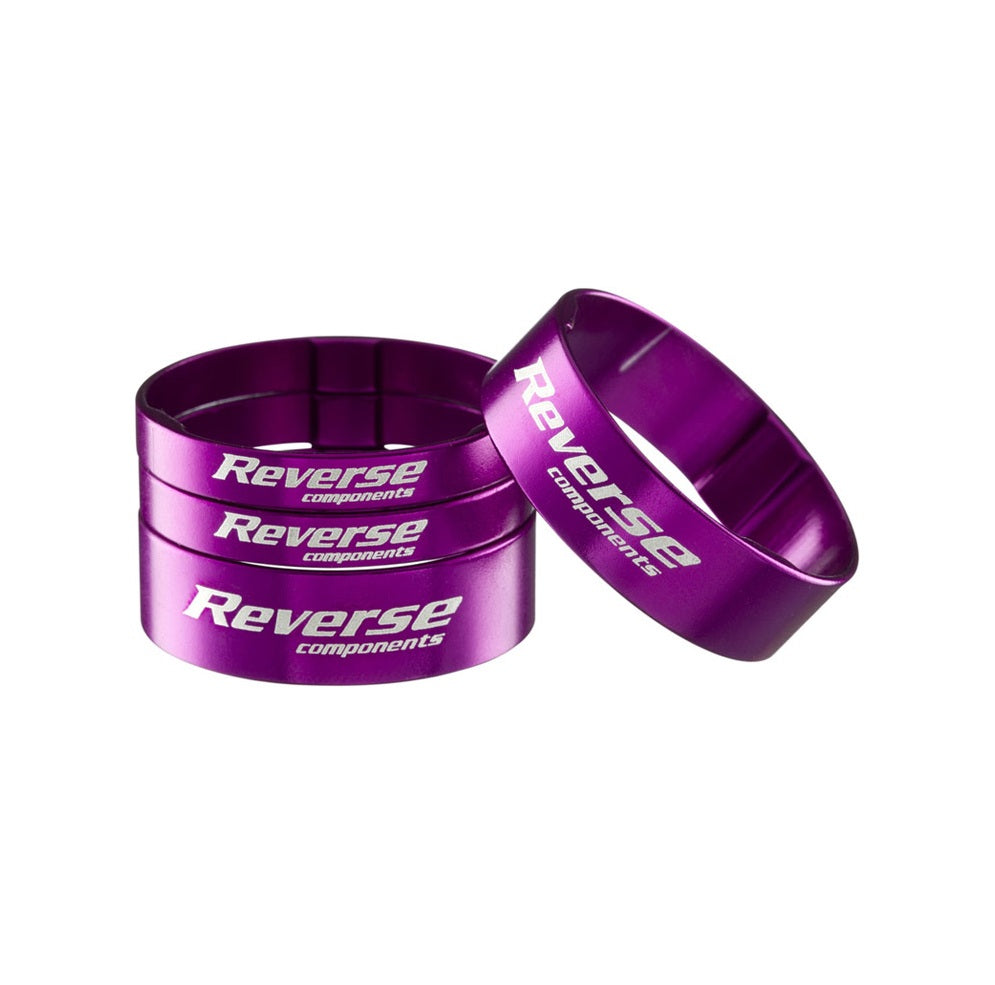 Kit distanziali sterzo REVERSE COMPONENTS in alluminio ultraleggero da 1"1/8, viola