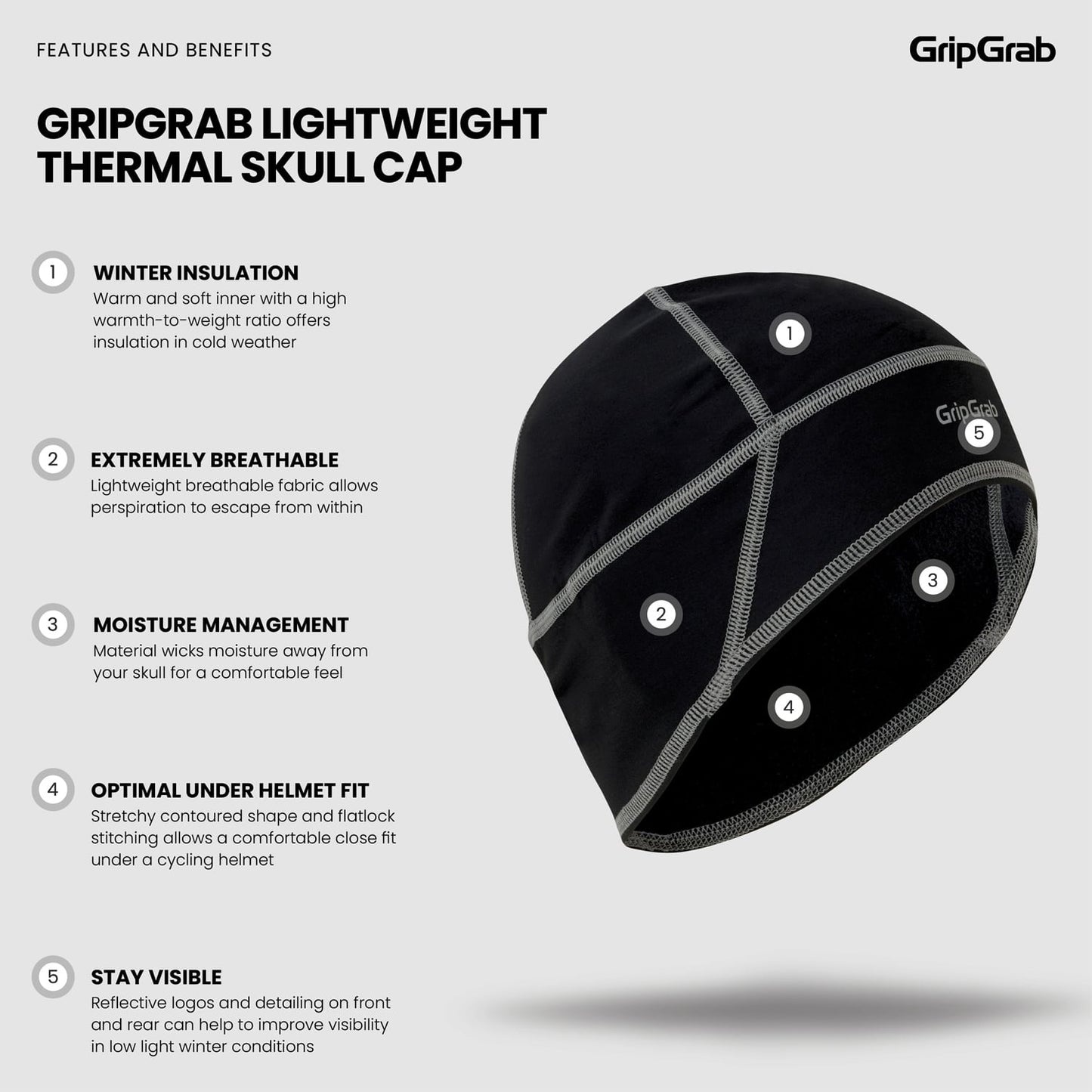 GRIPGRAB THERMO Berretto per casco nero