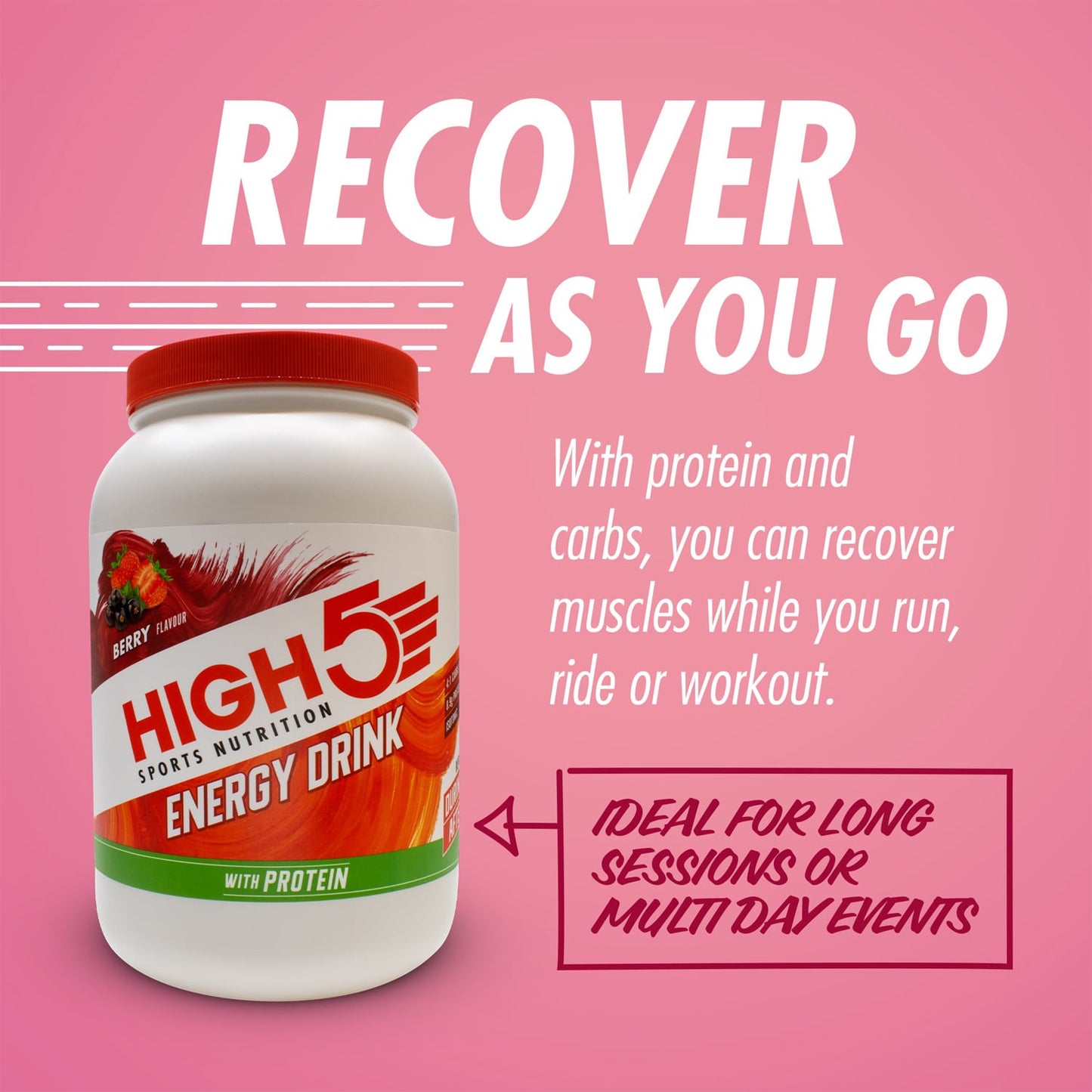 Bevanda energetica High5 ENERGY DRINK PROTEIN (1,6 kg) Frutti rossi