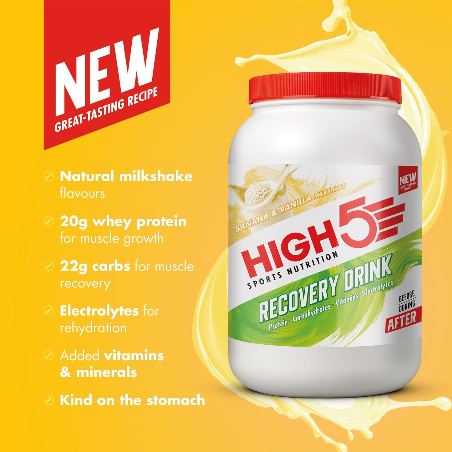Bevanda di recupero High5 RECOVERY DRINK (1,6 kg) Frullato di banana e vaniglia