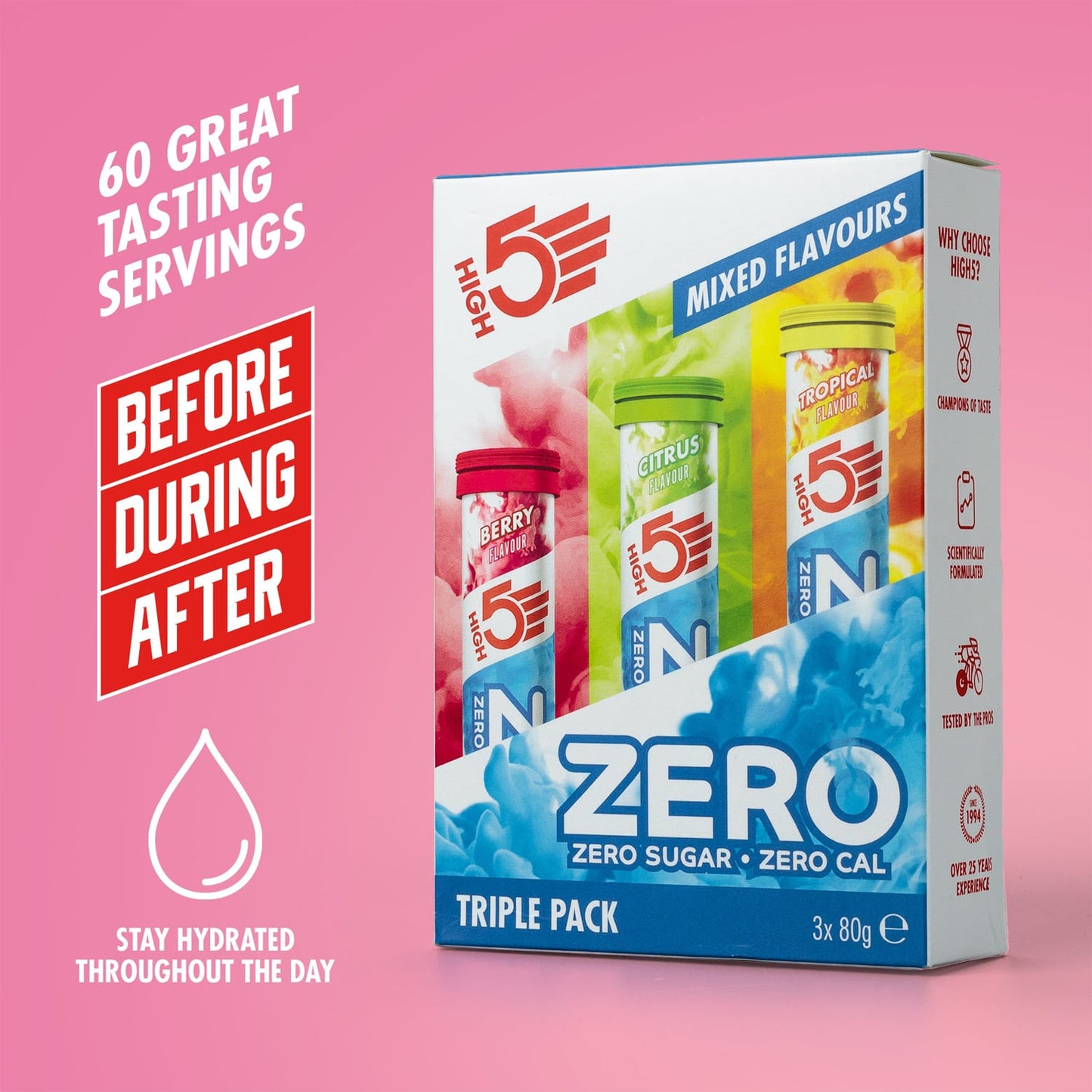 3x20 Confezioni High5 ZERO Idratazione Elettrolitica Frutti Rosso/Lemonio/Tropicale Pasticche