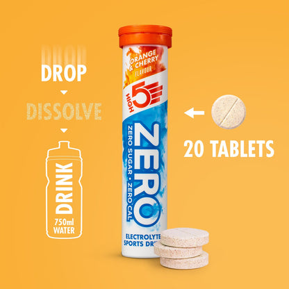Pastiglie di Idratazione Elettroliti HIGH5 ZERO (x20) Arancia e Ciliegia