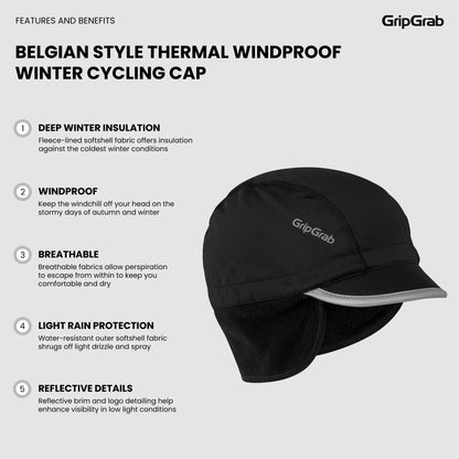 Berretto GRIPGRAB BELGIAN STYLE THERMAL WINDPROOF WINTER Nero